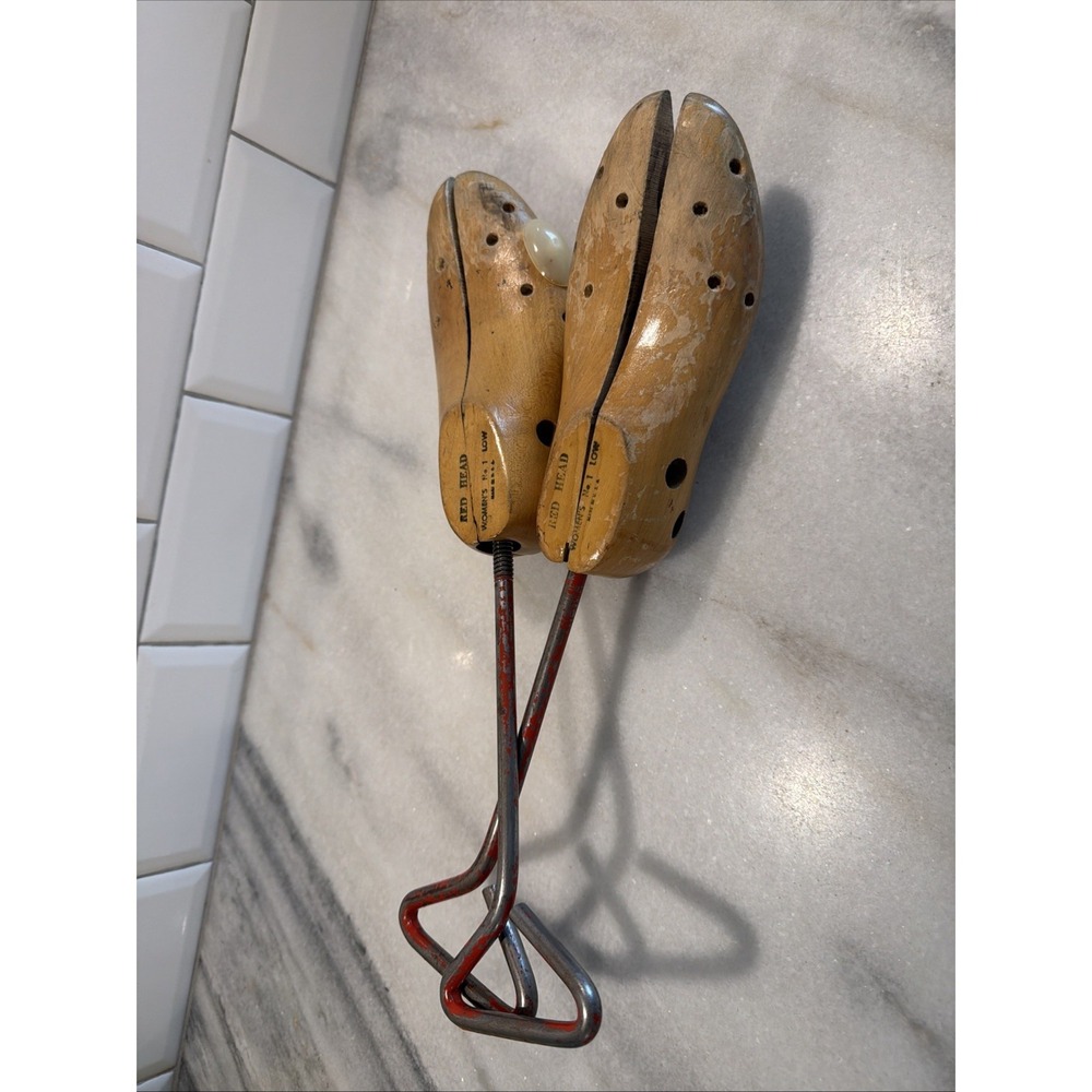 Pair Of Vintage Red‎ Head Wood and Steel Women's Shoe Stretcher No. 1 OLA003